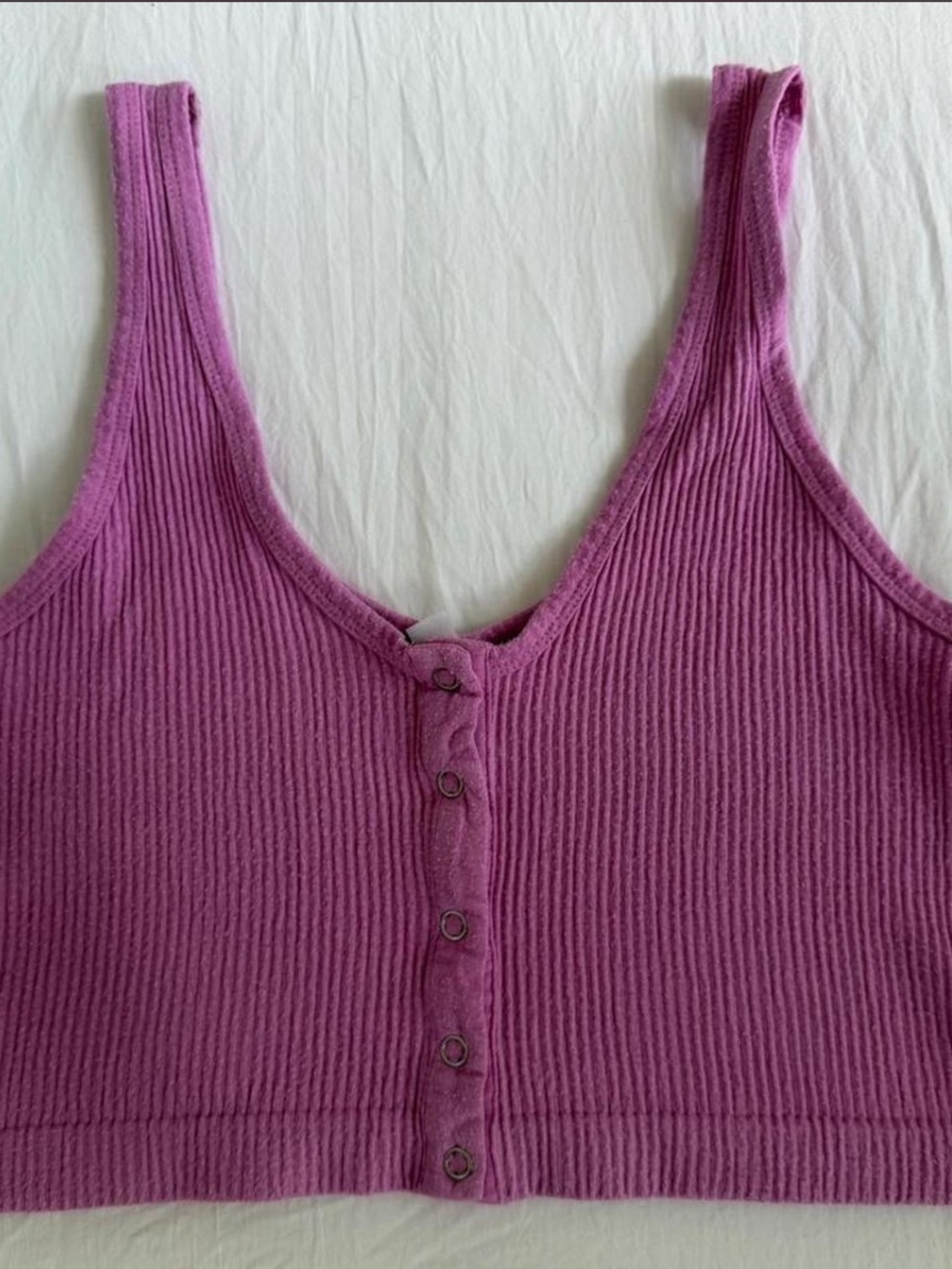 Urban Outfitters Out From Under Ribbed Crop Tank Top Pink Snaps, Size XL